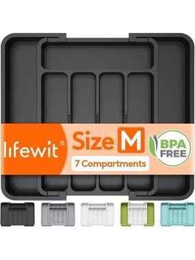 Expandable silverware drawer organizer adjustable utensil tray kitchen storage b